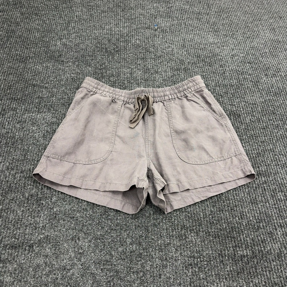 Point Sur Shorts Women XS Taupe Linen Drawstring Elastic Waist Casual Beach Boho